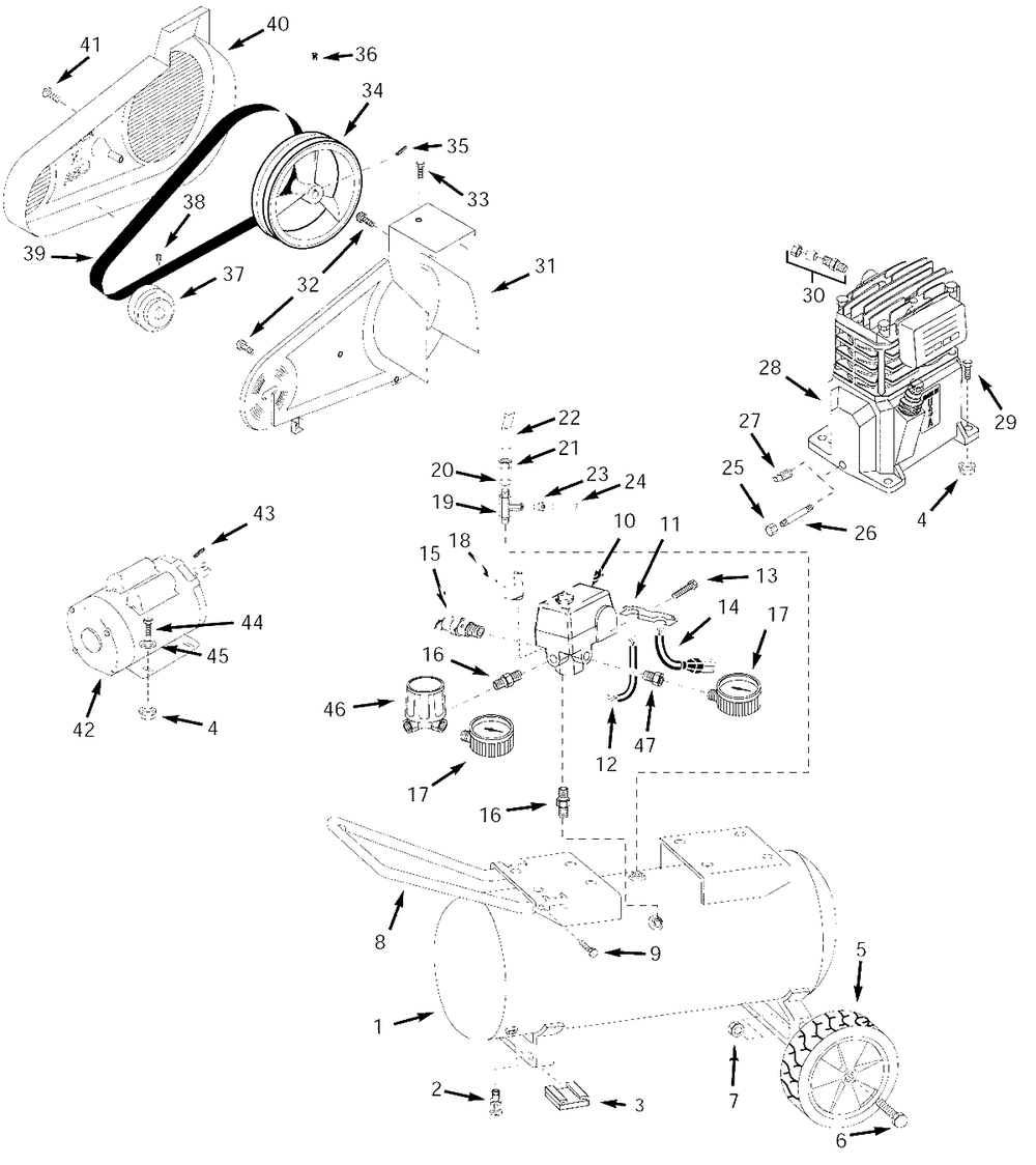 Air-Compressor Parts Diagram and Parts List for VT6300  Campbell Hausfeld Compressor